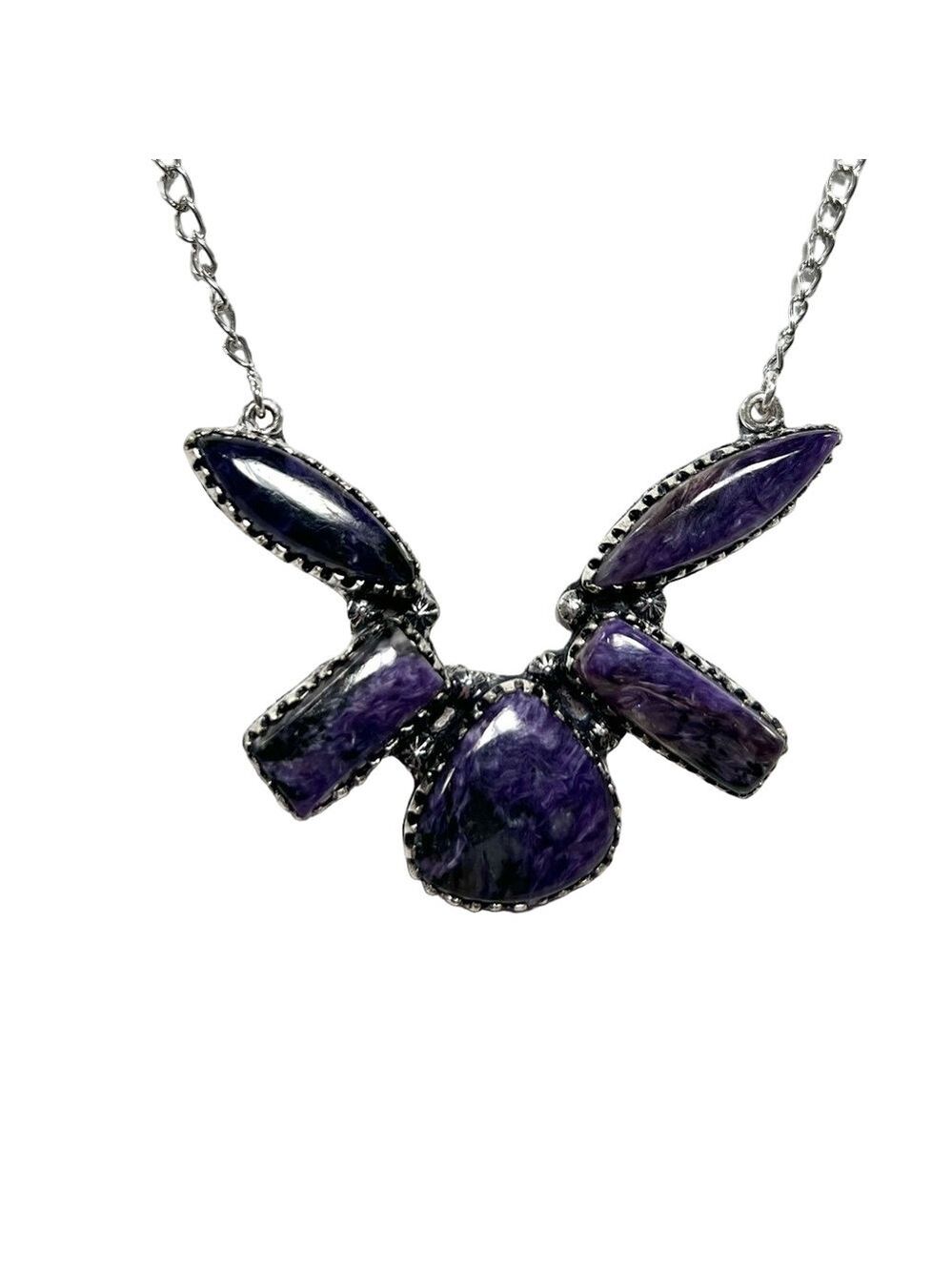 Charoite 925 Vintage Style Gemstone Necklace